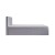 Seitenansicht eines minimalistischen grauen Boxspringbettes.