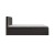 Seitenansicht eines schwarzen Boxspringbetts in schlichtem Design.