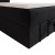 Detailansicht der Ecke eines Boxspringbetts in Anthrazit mit Schlaufe zum Öffnen des Bettkastens.