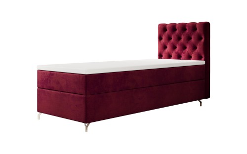 Elegantes burgunderrotes Polsterbett mit Samtbezug