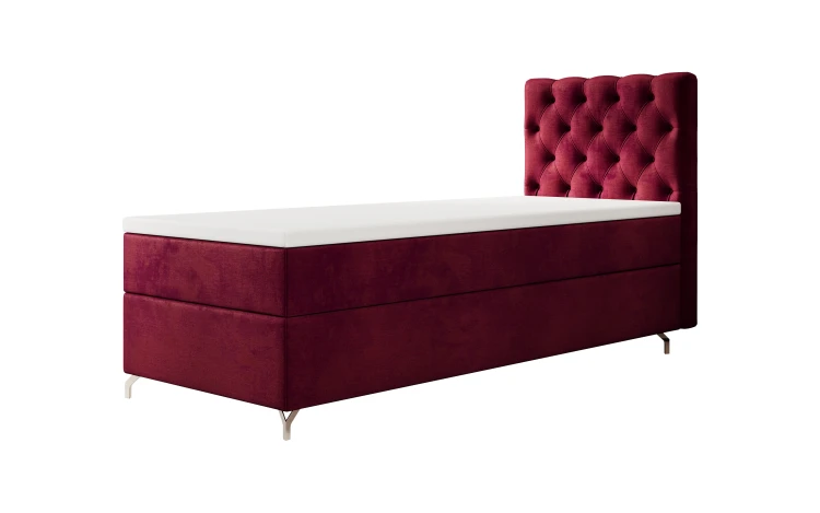 Elegantes burgunderrotes Polsterbett mit Samtbezug