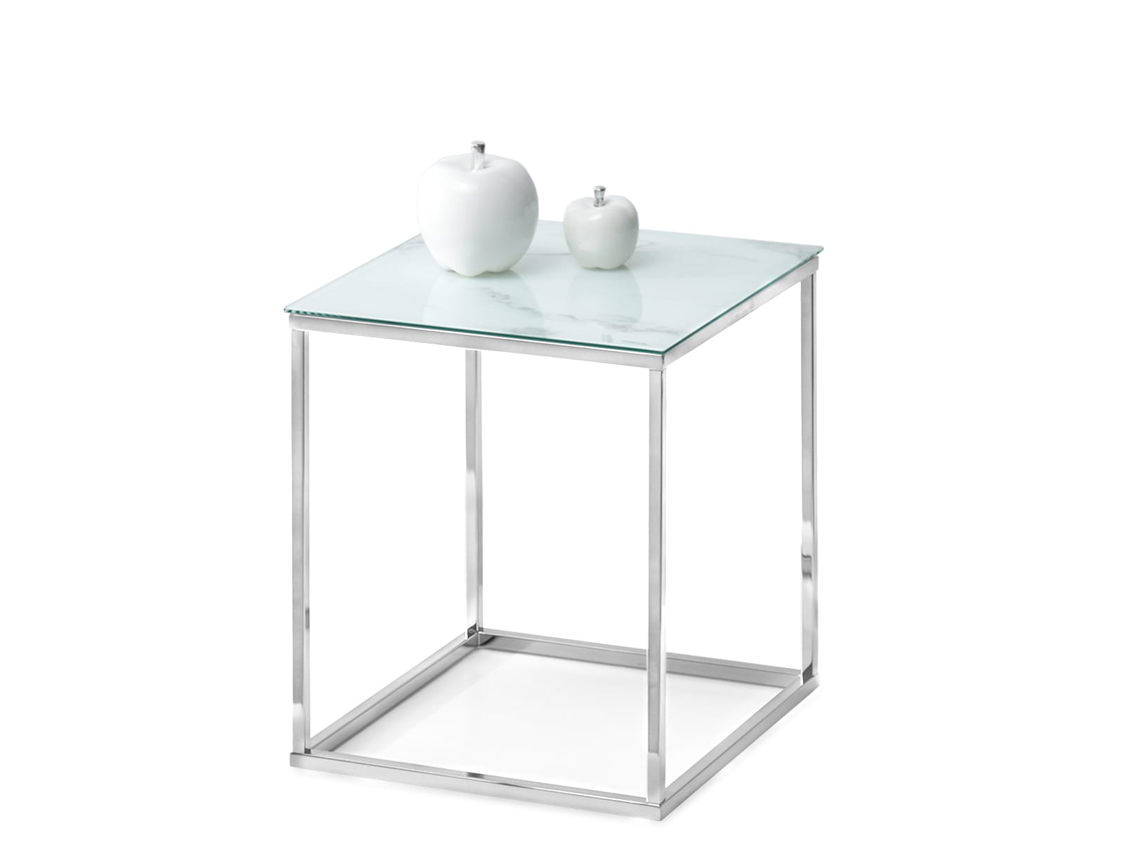 Beistelltisch Couchtisch mit Glasplatte auf silbernem Gestell VENTO Awentto