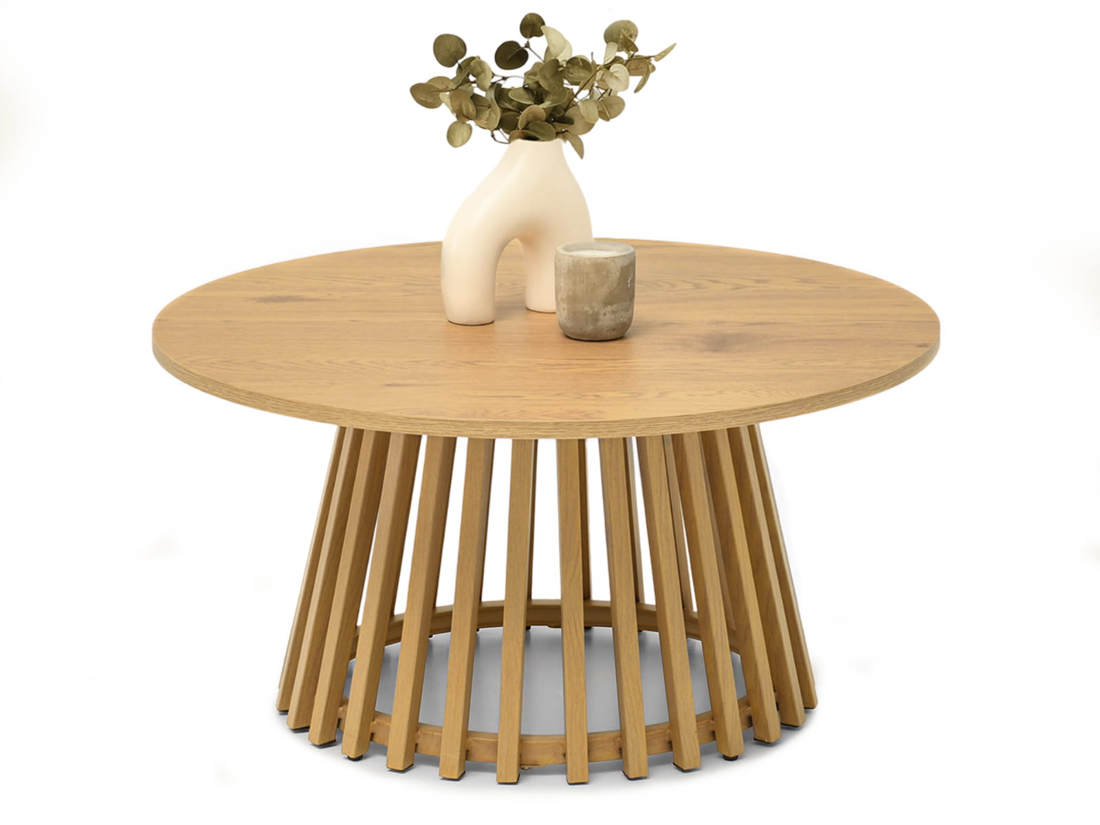 Runder Couchtisch ø 80 cm durchbrochen in Eichenfarbe CEDRA Awentto