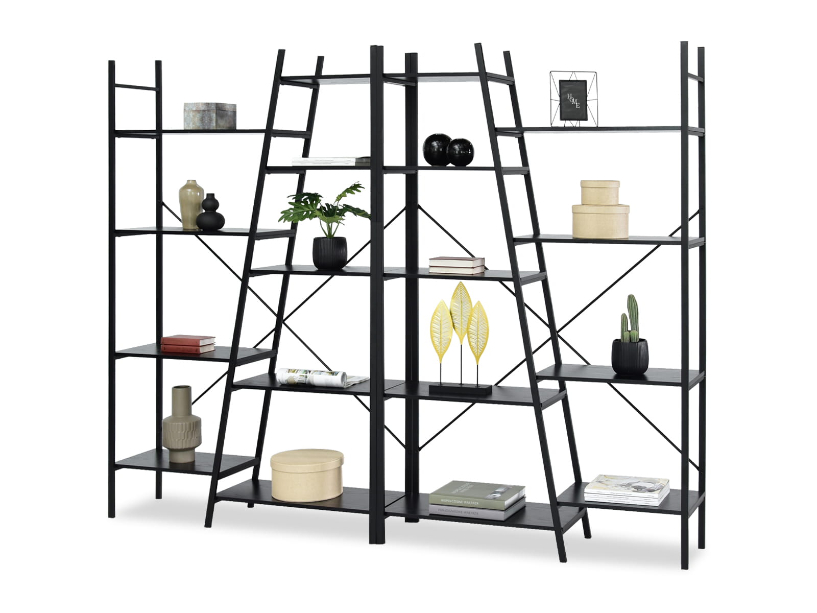 Regal-Set in Schwarzholz-Optik REEF Awentto | Modernes Regal-Set Gefion Awentto – Asymmetrisches Design in Schwarzholz-Optik