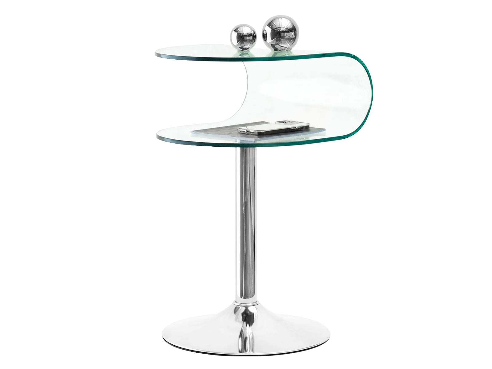 Glas-Bank für das Wohnzimmer auf silbernem Gestell Glamour ECHO Awentto