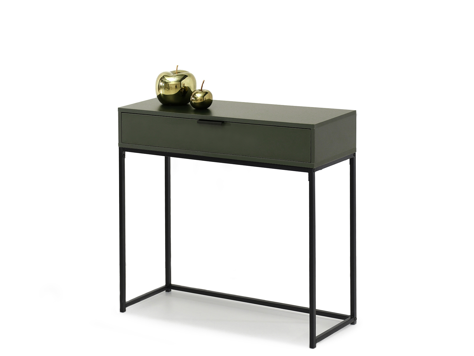 Konsole mit Schublade 80 cm Grün auf schwarzem Metallgestell ANEX M Awentto