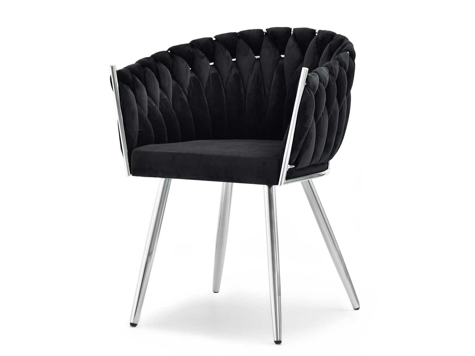 Geflochtener Sessel schwarz Velours Glamour für Esszimmer BELLA Awentto
