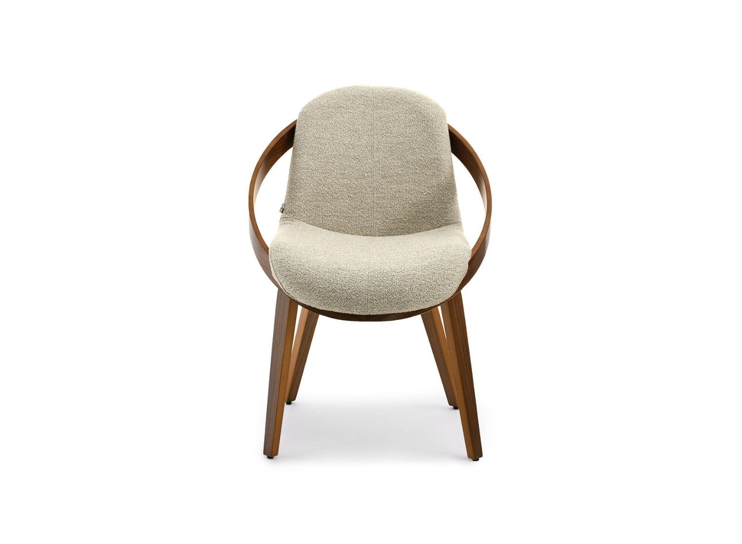 Nussbaum-Stuhl Beige Bouclé aus Bugholz für das Esszimmer LIMA Awentto
