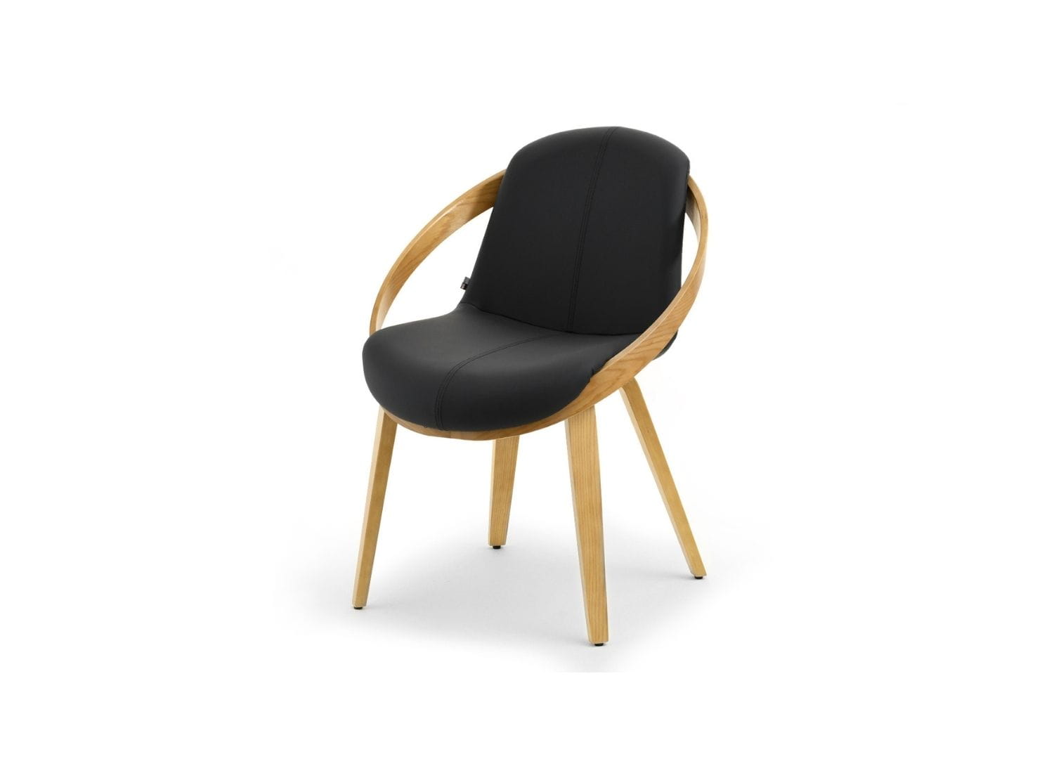 Eichenstuhl schwarz Kunstleder aus Bugholz für das Esszimmer LIMA Awentto