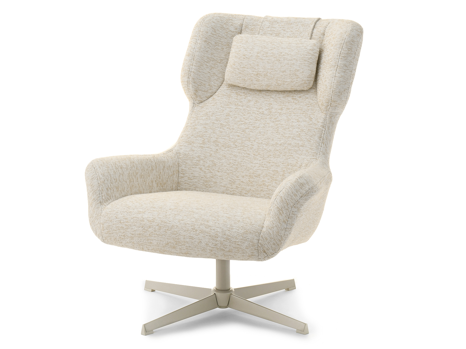 Drehbarer Ohrensessel Stoff Creme für Wohnzimmer VERTEX Awentto