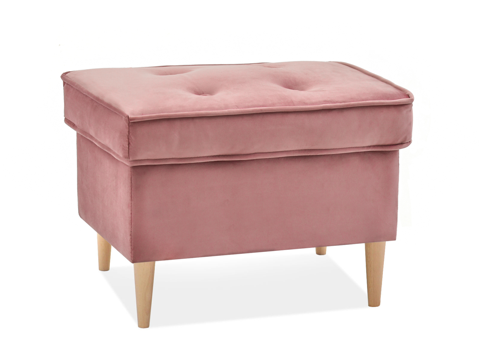 Moderner Hocker RIVER Awentto Rosa Samt auf Buchenbeinen