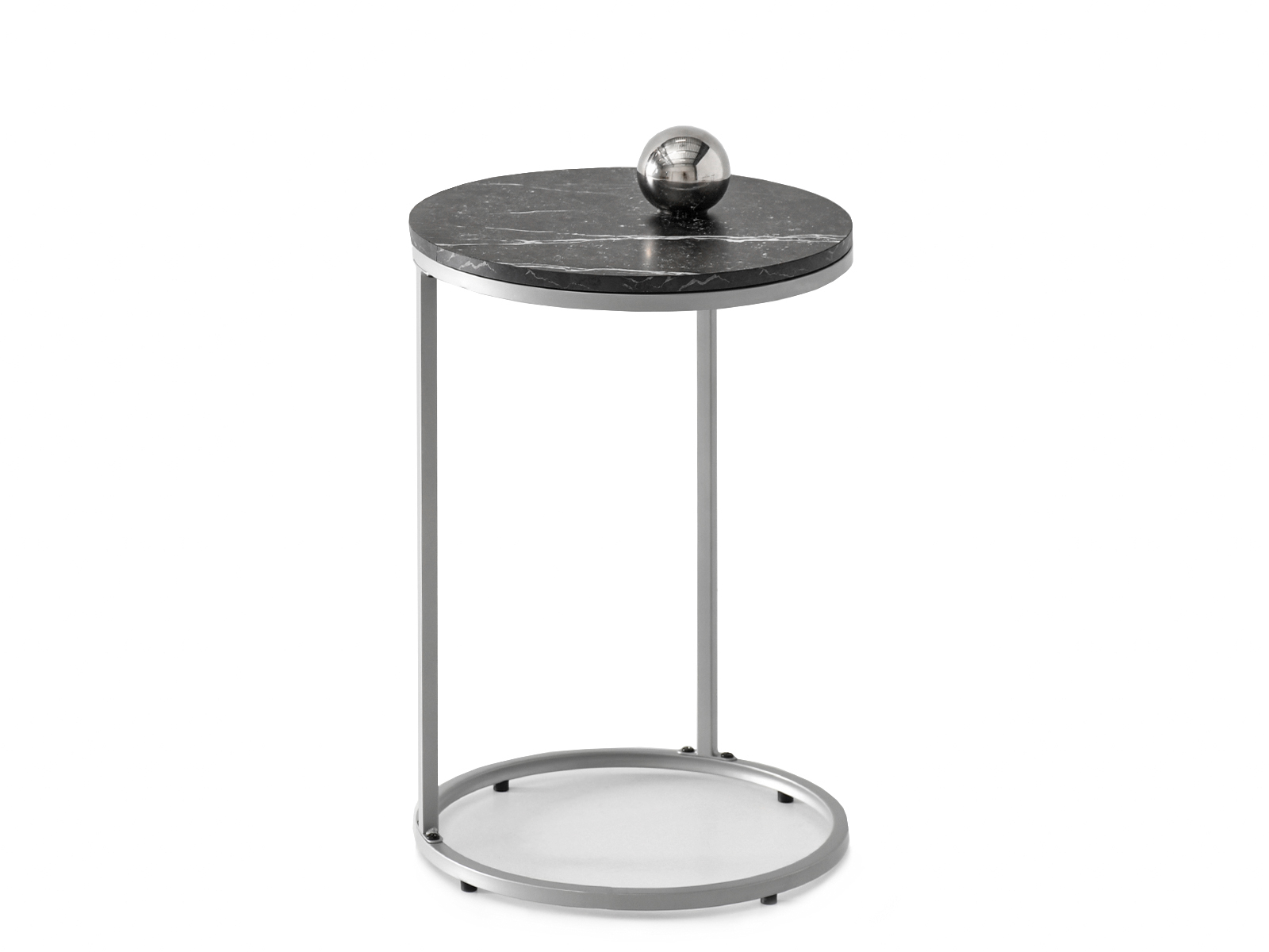 Beistelltisch rund ø 40 cm mit schwarzem Marmor auf Chrom-Matt-Gestell LATTE Awentto