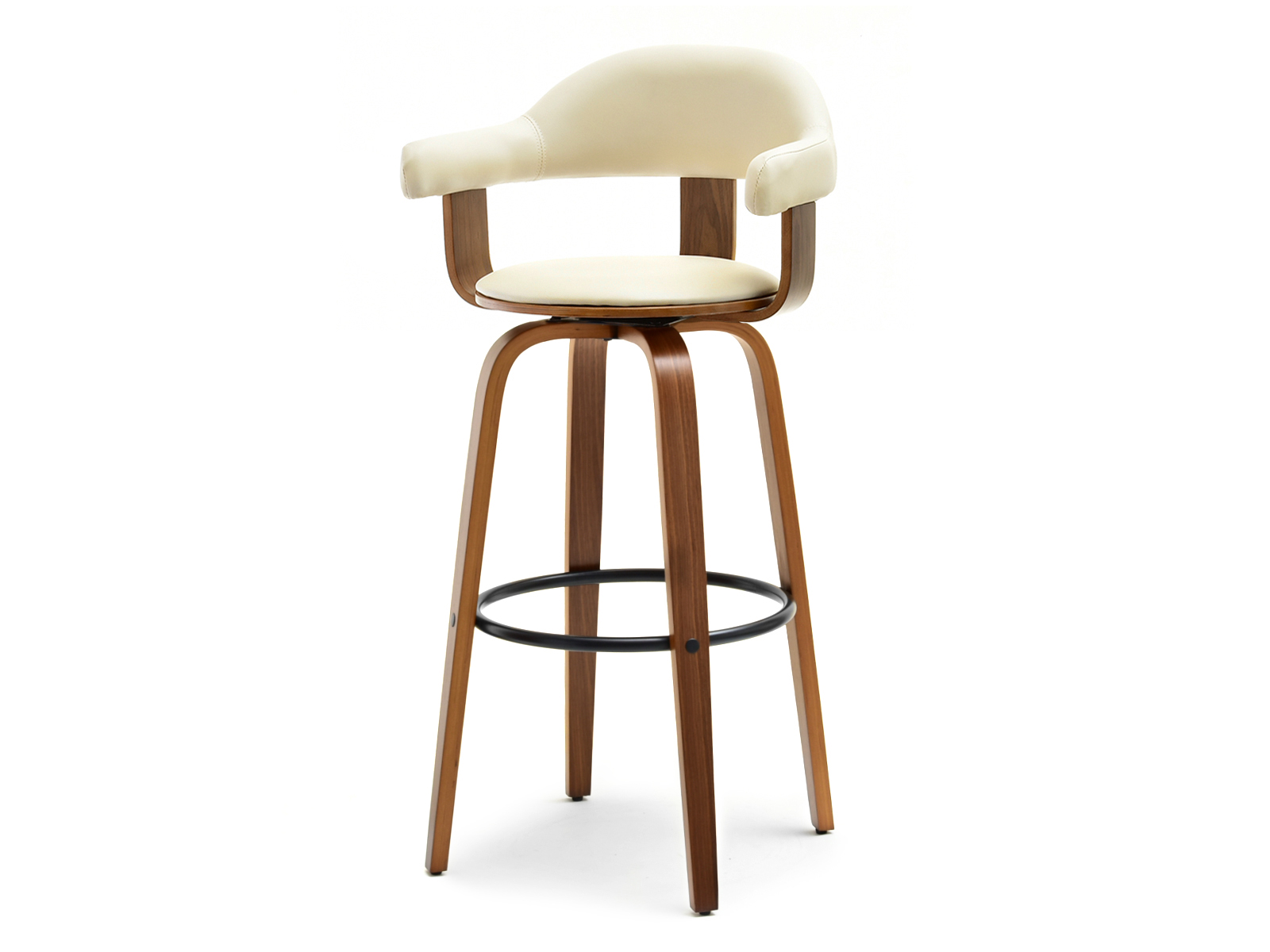 Barhocker MIRANO Awentto Drehstuhl Walnuss Creme Kunstleder