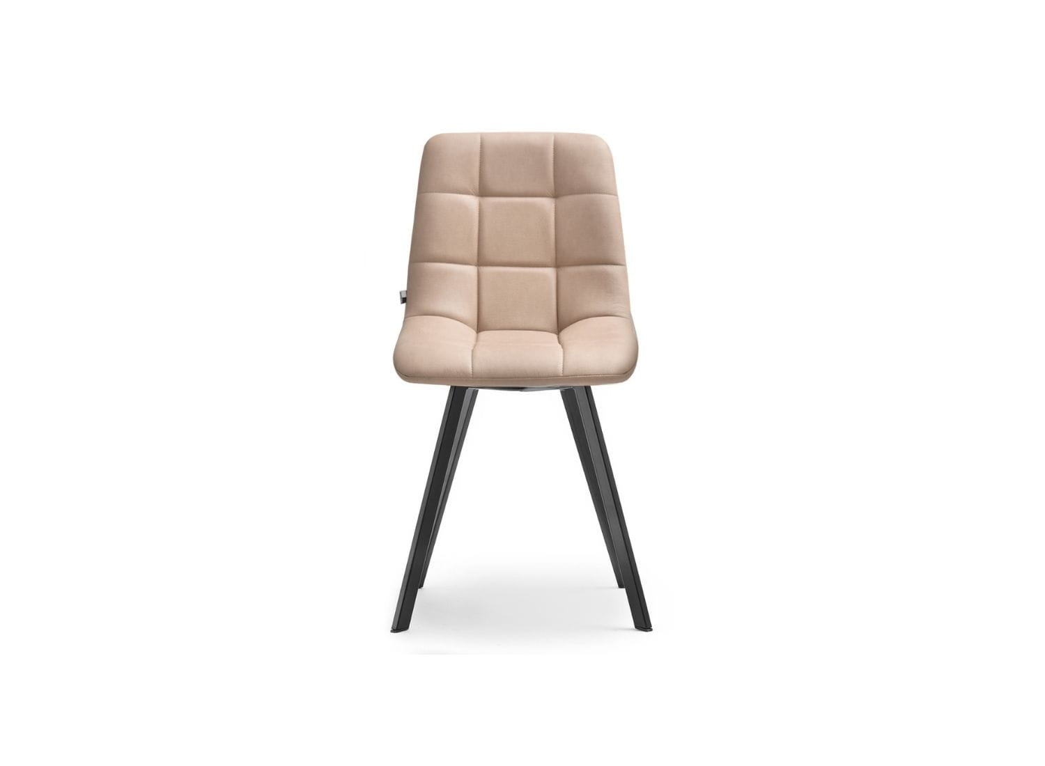 Moderner Stuhl Beige Kunstleder mit schwarzen Beinen für das Esszimmer RUBI Awentto