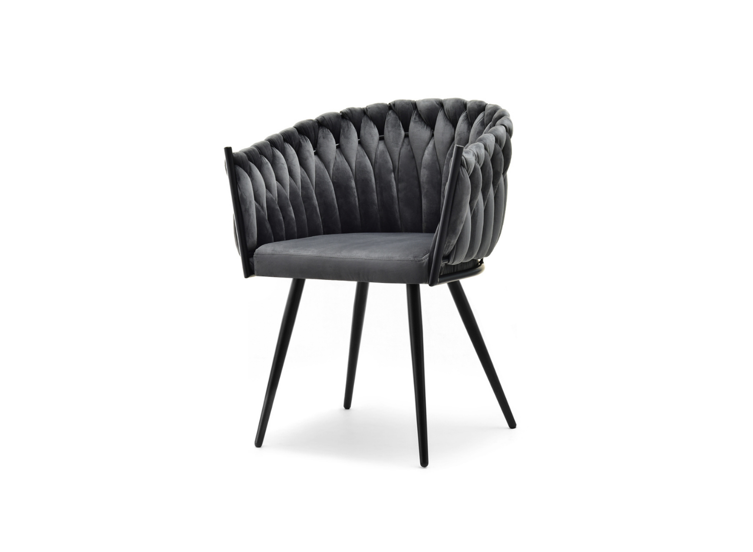 Geflochtener Esszimmersessel Samt Graphit Glamour BELLA Awentto