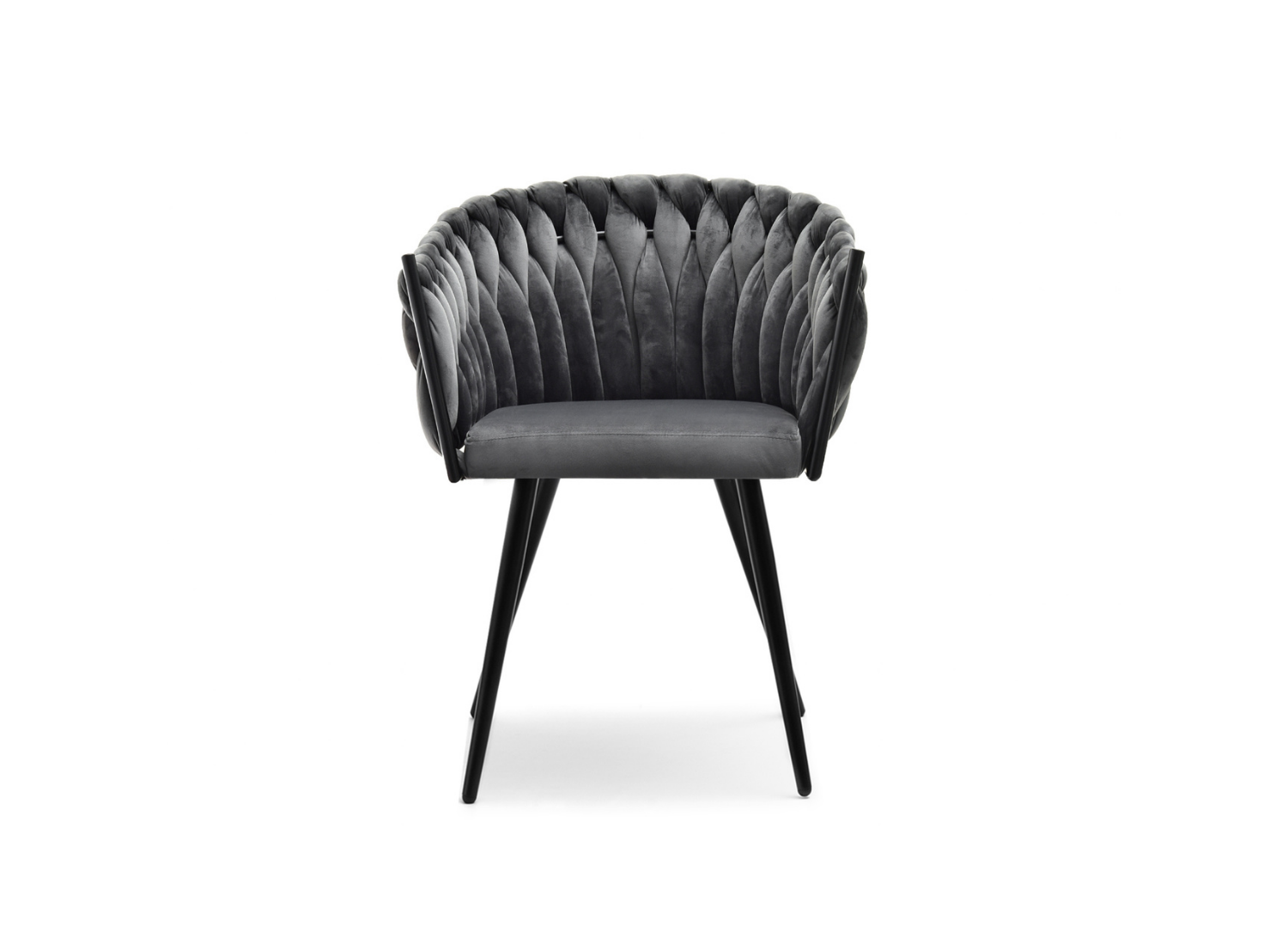 Geflochtener Esszimmersessel Samt Graphit Glamour BELLA Awentto
