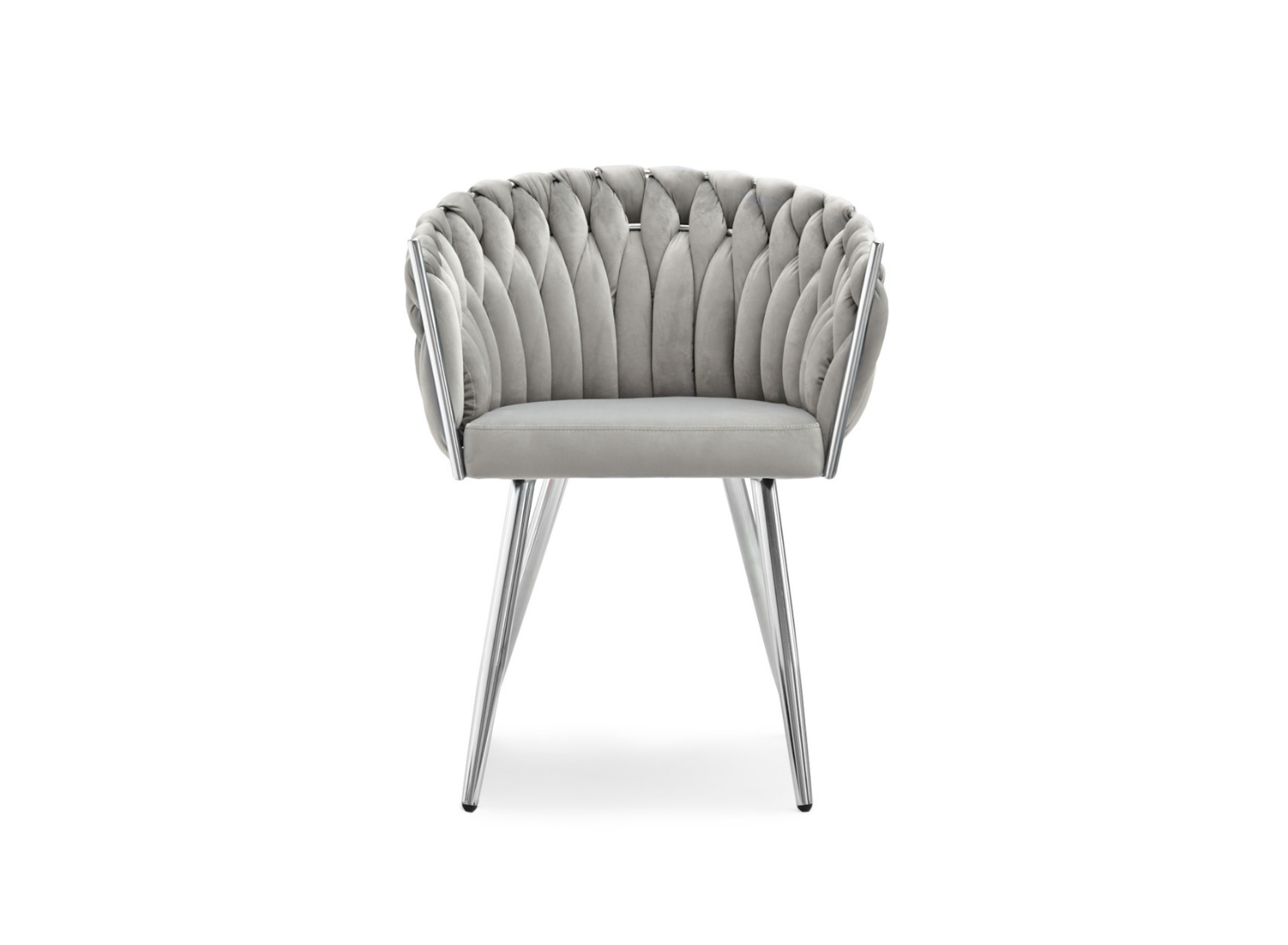 Geflochtener Sessel Grau Samt Glamour für das Esszimmer BELLA Awentto
