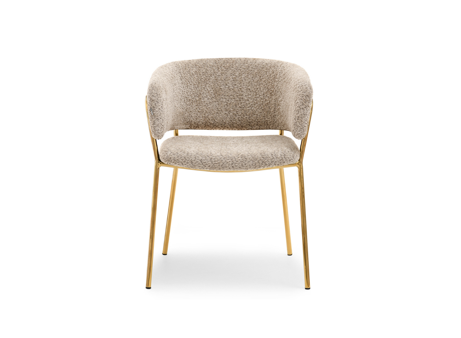 Moderner Schalensessel Beige Bouclé Glamour Esszimmerstuhl NELLO Awentto