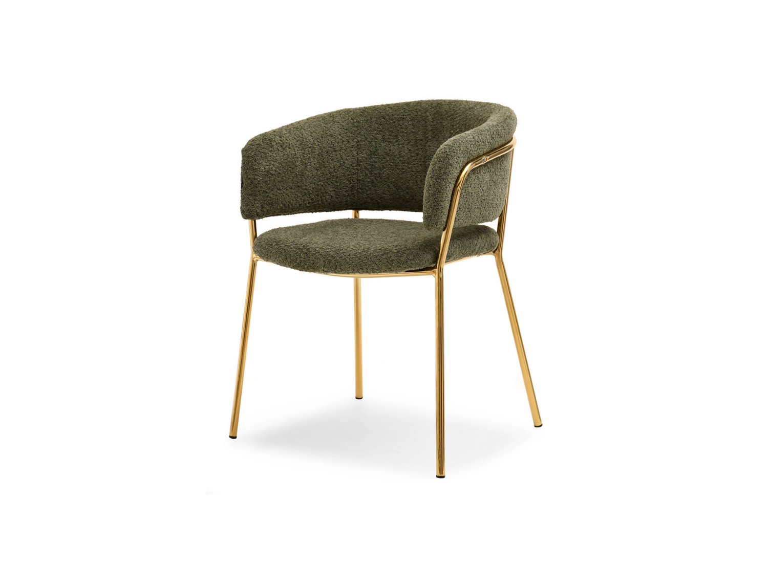 Moderner Schalenstuhl Grün Bouclé Glamour für das Esszimmer NELLO Awentto