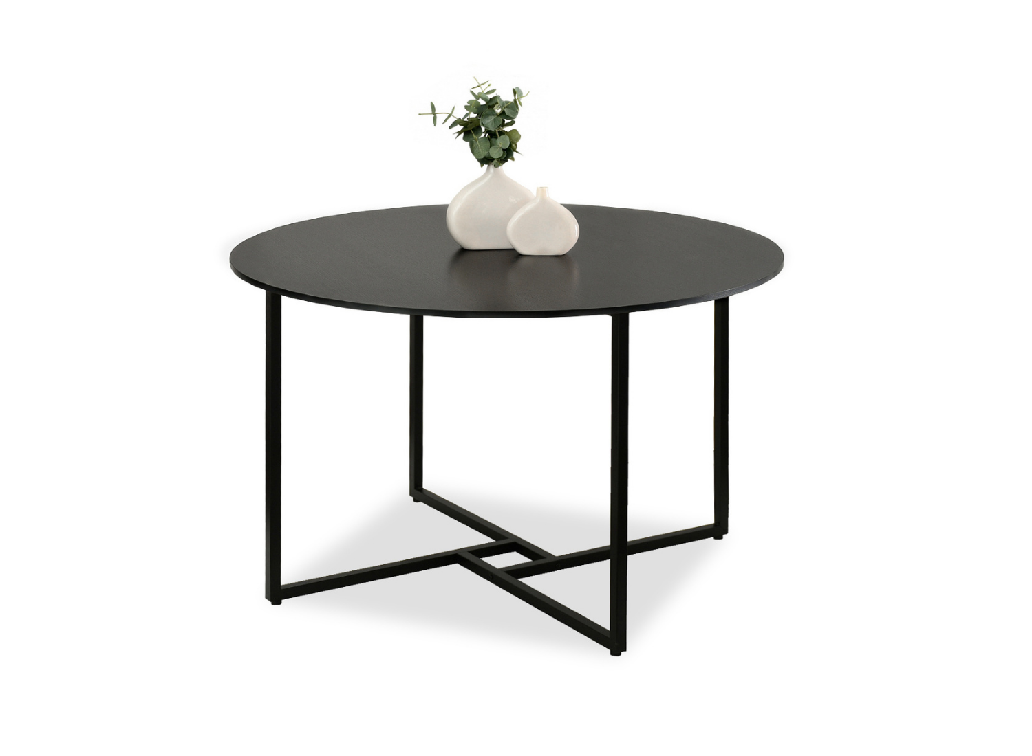 Runder schwarzer Esstisch 120 cm mit schwarzen Beinen OLAF Awentto