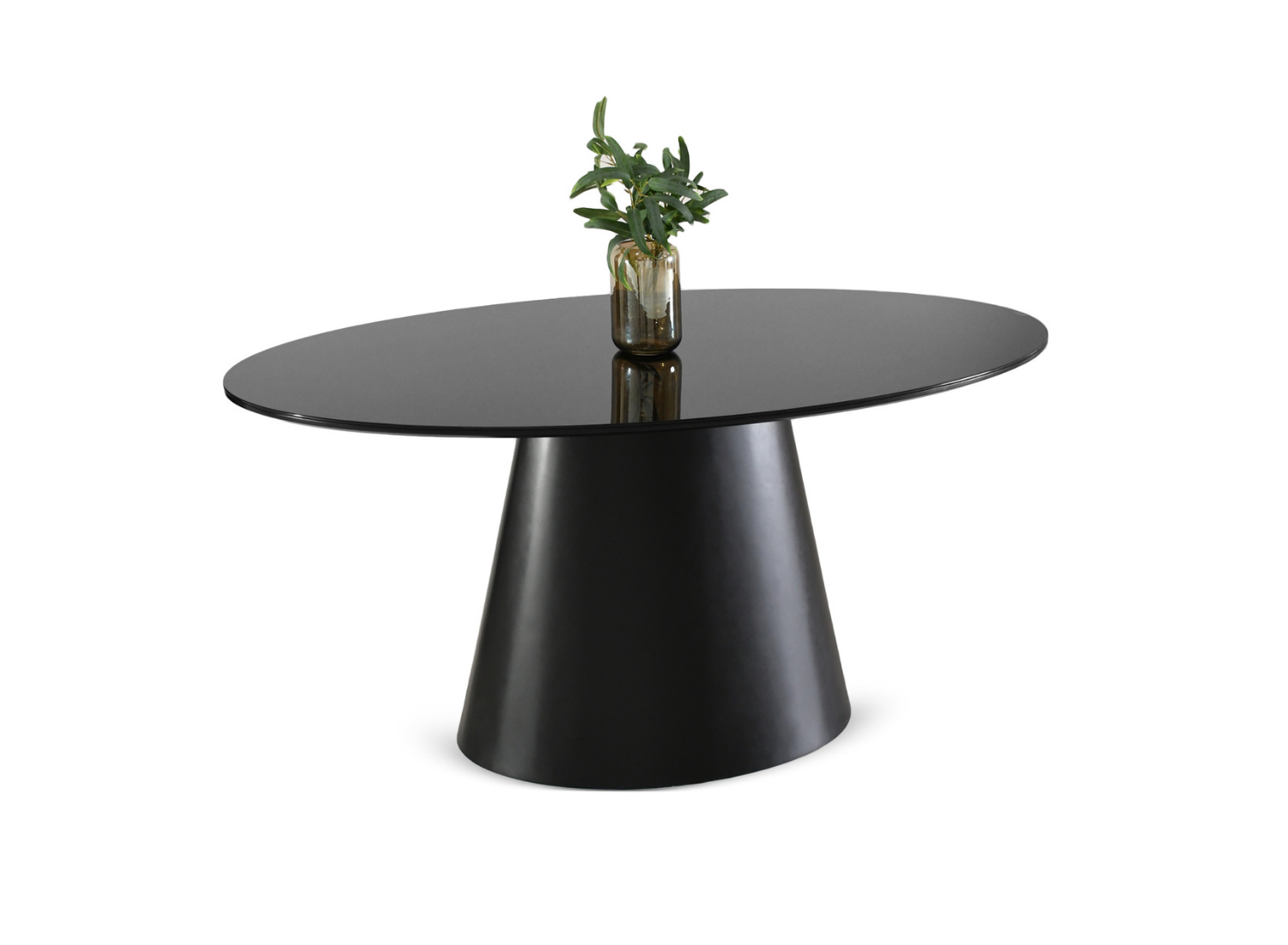 Ovaler Tisch Schwarz 160x90 cm mit Kegelfuß für Esszimmer BUFFALO Awentto