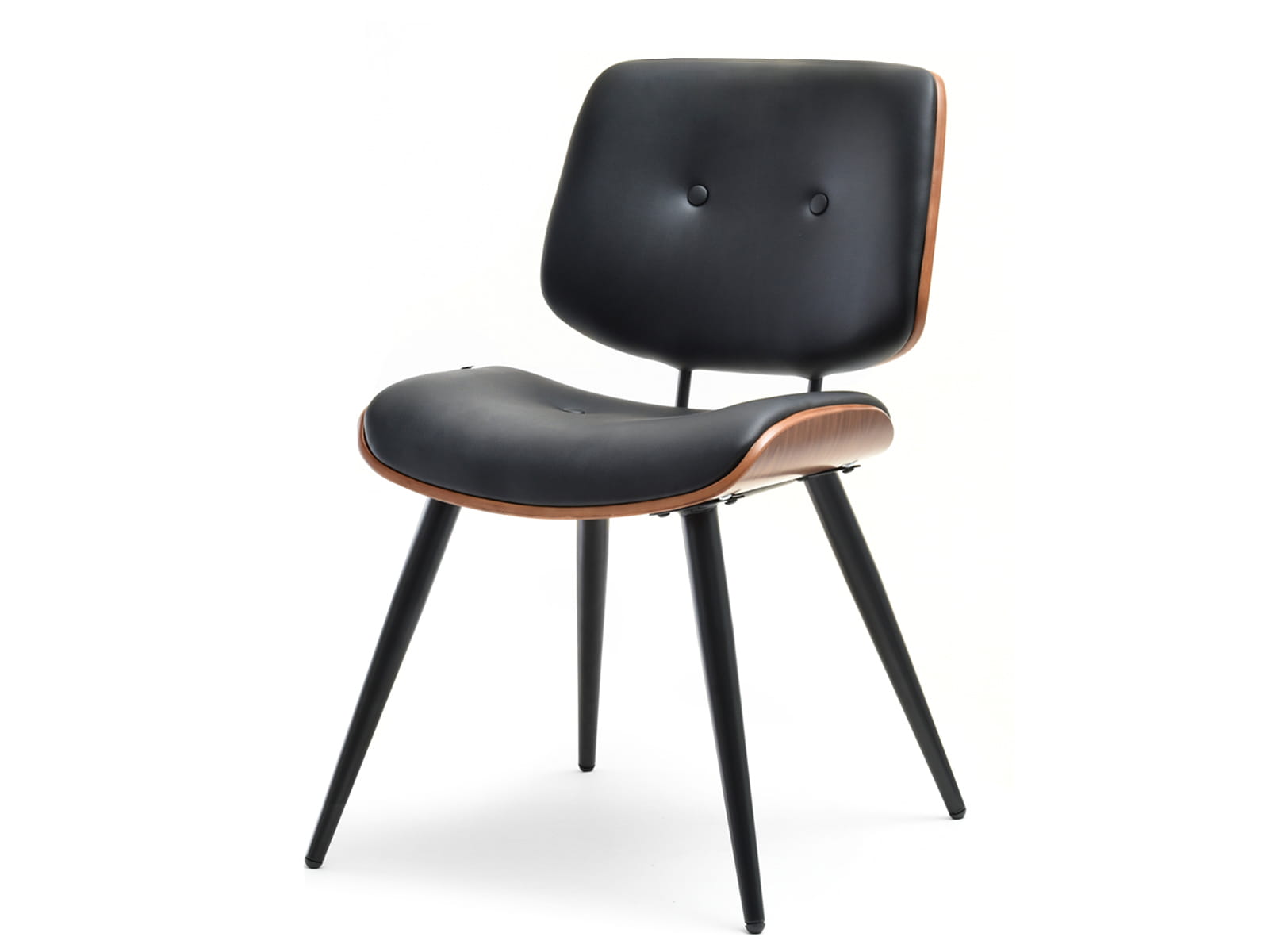 Eleganter Esszimmerstuhl Holz Schwarz Kunstleder BUSAN Awentto