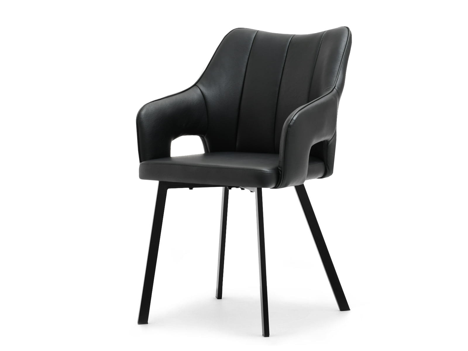 Moderner Stuhl LINDOS Awentto aus schwarzem Kunstleder für das Esszimmer