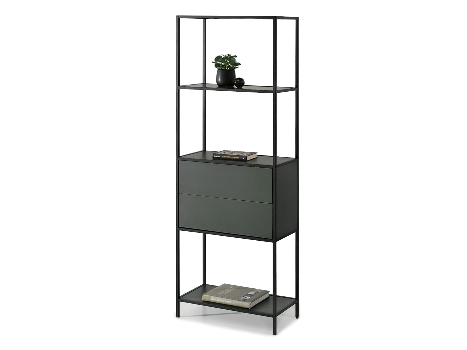 Regal mit Schubladen 63 cm in Grün auf schwarzem Gestell SOFIA Awentto