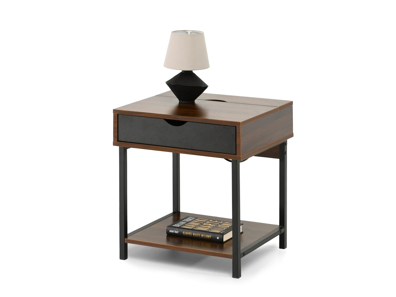 Eleganter Nachttisch in Walnuss-Optik für das Schlafzimmer LEAFON Awentto