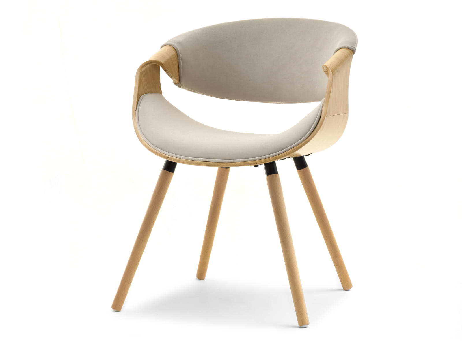 Beiger Samtstuhl aus gebogenem Holz für das Esszimmer KOSMO Awentto