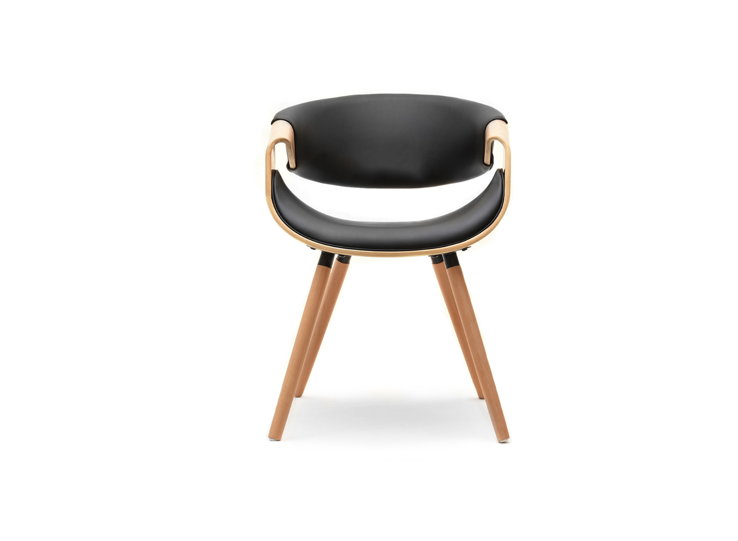 Moderner Stuhl Schwarz Kunstleder aus Formholz für Esszimmer KOSMO Awentto