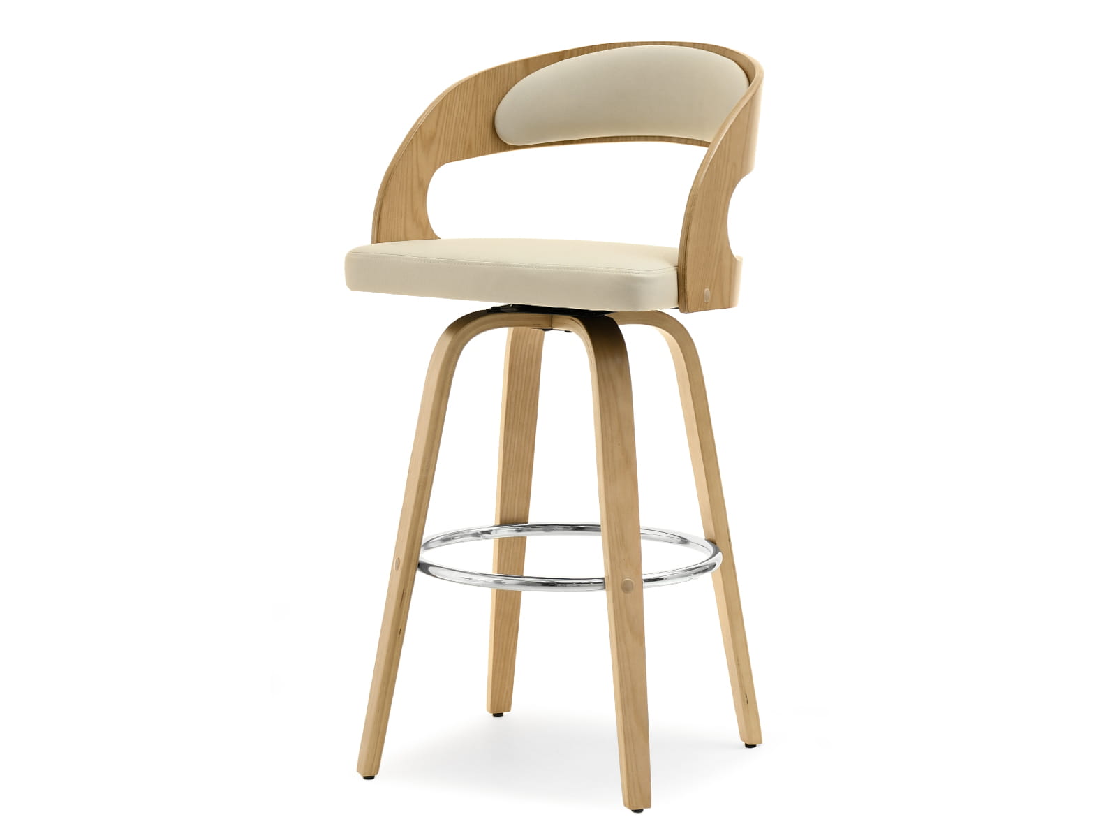 Barhocker ALASKA Awentto – Drehbarer Barstuhl Beige aus Bugholz