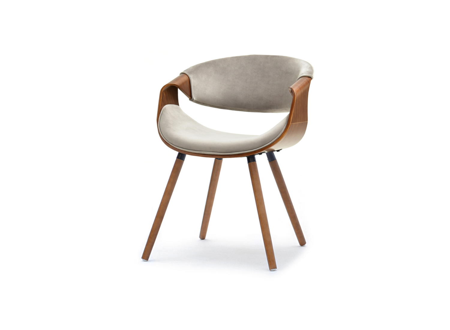 Eleganter Esszimmerstuhl Beige Samt aus Bugholz KOSMO Awentto