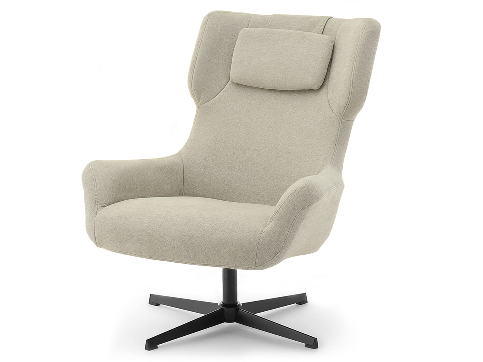 Drehbarer Ohrensessel Samt Beige für das Wohnzimmer VERTEX Awentto