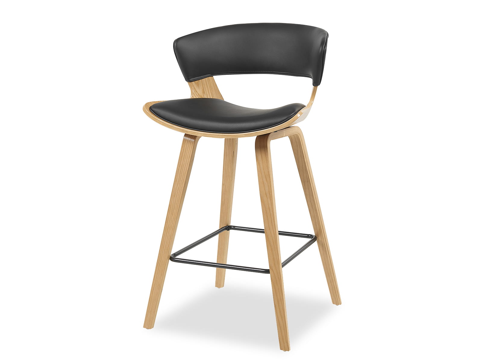 Barhocker Barstuhl Schwarz Kunstleder aus Formholz MOVIO Awentto