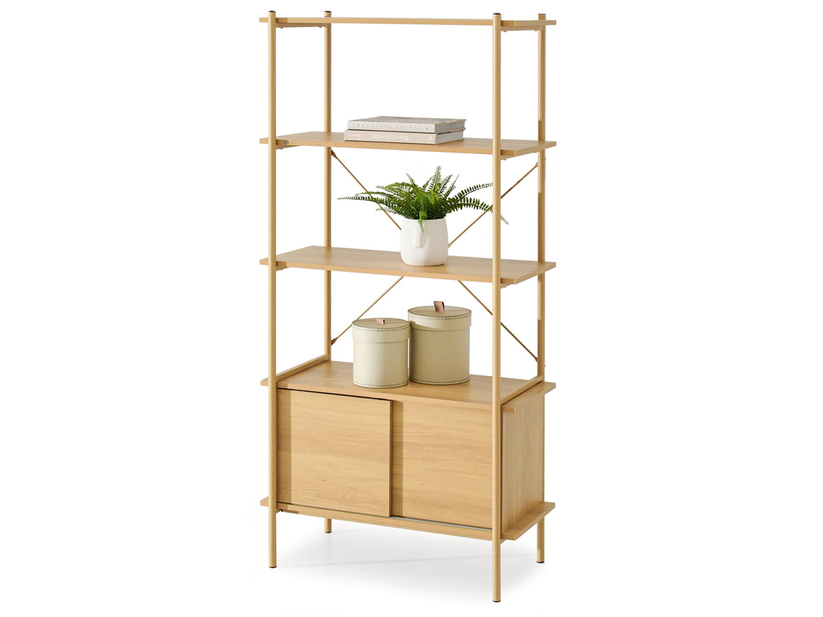 Skandinavisches Regal mit Schrank 80 cm in Eichenoptik SELMA-B Awentto