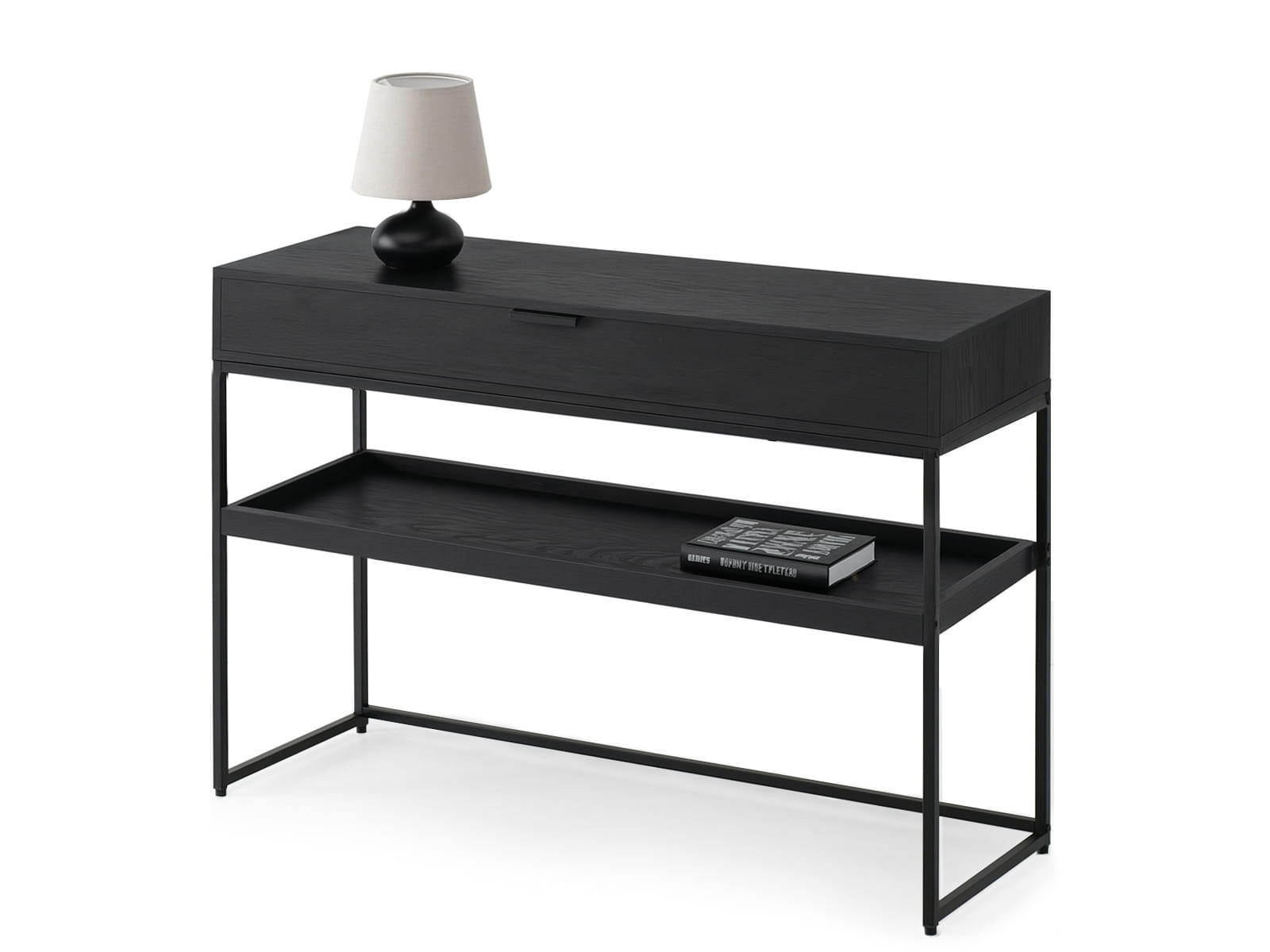 Konsolentisch mit Schublade 110 cm in Schwarz auf Metallgestell ANEX XL Awentto