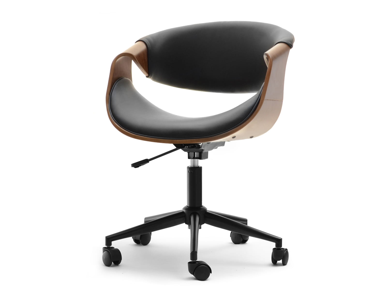 Bürostuhl Schwarz Kunstleder & Bugholz DYNAMIC Awentto